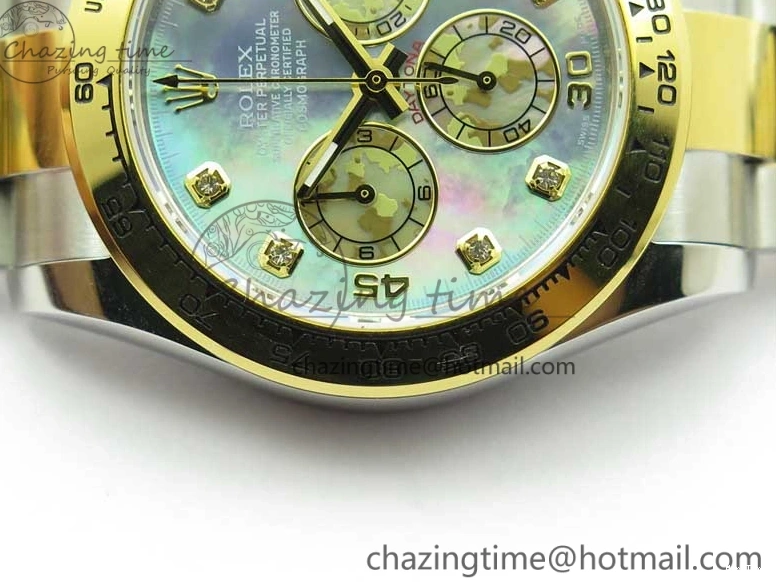 MiroTime 0520 Daytona 116520 SS YG UBF Best Edition Ice Blue MOP Crystal Markers Dial on SS YG Bracelet A Casual 2936